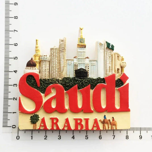 Middle East Saudi Arabia Fridge Magnet Bahrain Dammam Madinah Makkah Buraydah Tourism Decoration Resin Refrigerator Sticker - Grand Goldman