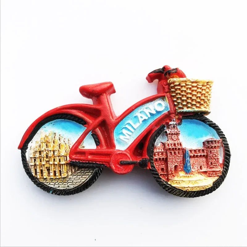 Milan Fridge Magnets Italy Landmark Tourism Memorial Decorative Crafts Turtles Bus Bike Magnet Fridge Magnets Home Decoration - Grand Goldman