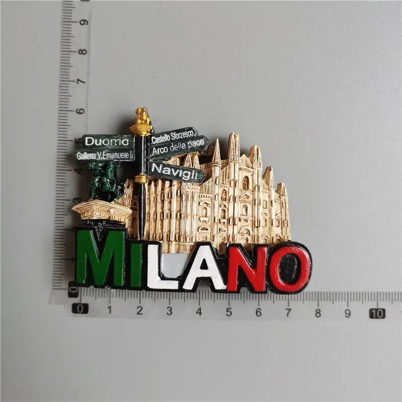 Milan Fridge Magnets Italy Landmark Tourism Memorial Decorative Crafts Turtles Bus Bike Magnet Fridge Magnets Home Decoration - Grand Goldman