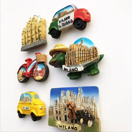 Milan Fridge Magnets Italy Landmark Tourism Memorial Decorative Crafts Turtles Bus Bike Magnet Fridge Magnets Home Decoration - Grand Goldman