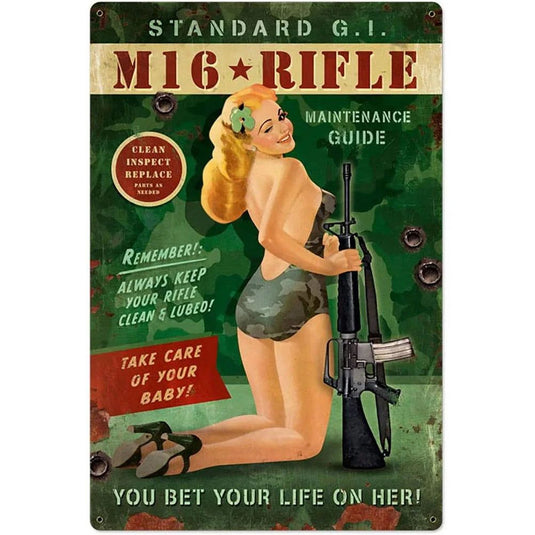 Military PinUp Girl Vintage Metal Tin Signs Sexy Army Lady Hot Woman Funny Wall Decor For Home Bar Pub Garage Coffee Man Cave - Grand Goldman