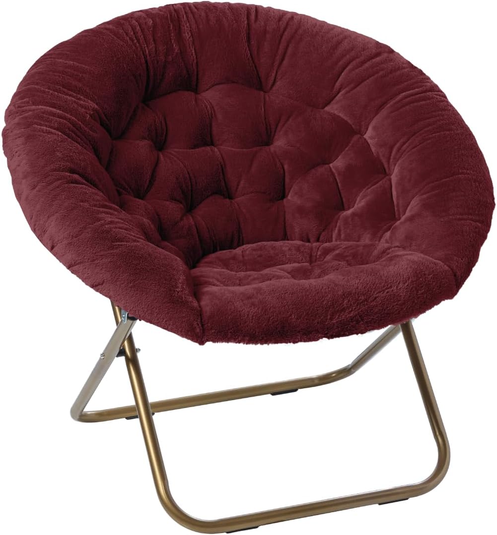 Milliard Cozy Chair/Faux Fur Saucer Chair for Bedroom/X-Large,25D x 38W x 34H in (Grey) - Grand Goldman