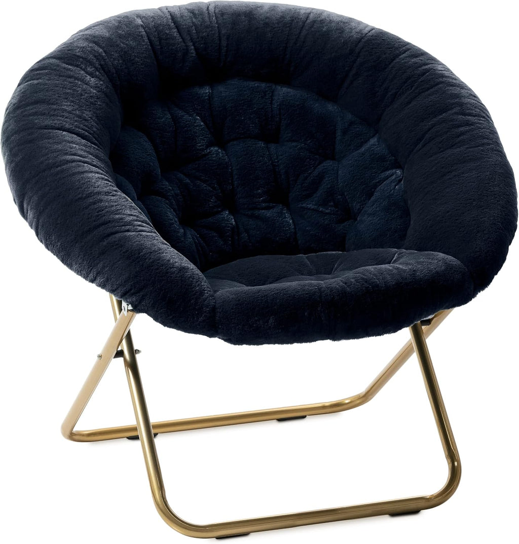 Milliard Cozy Chair/Faux Fur Saucer Chair for Bedroom/X-Large,25D x 38W x 34H in (Grey) - Grand Goldman