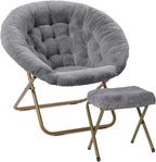 Milliard Cozy Chair/Faux Fur Saucer Chair for Bedroom/X-Large,25D x 38W x 34H in (Grey) - Grand Goldman