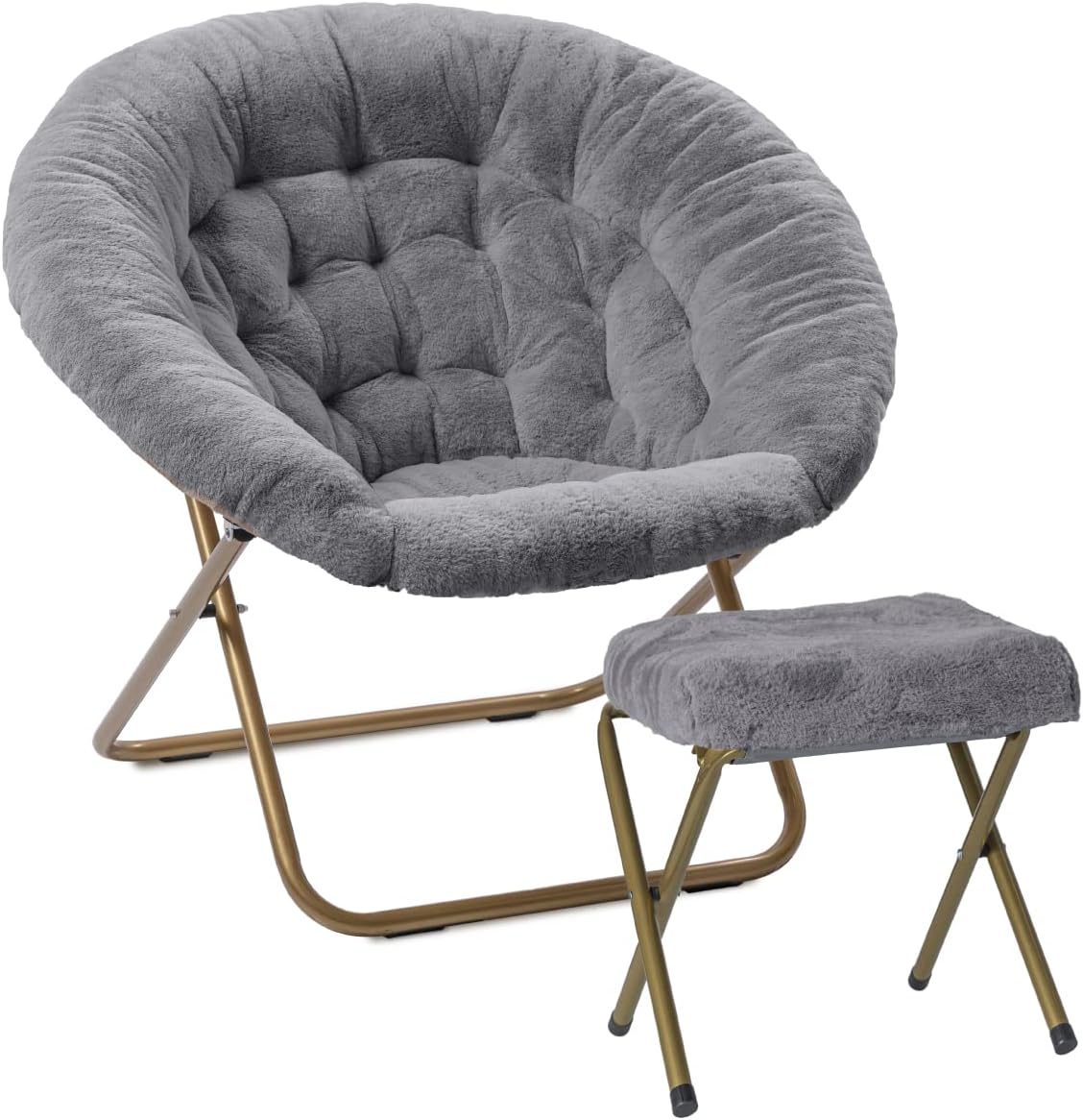Milliard Cozy Chair/Faux Fur Saucer Chair for Bedroom/X-Large,25D x 38W x 34H in (Grey) - Grand Goldman