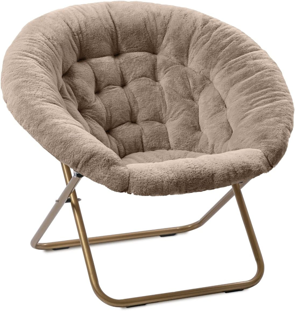 Milliard Cozy Chair/Faux Fur Saucer Chair for Bedroom/X-Large,25D x 38W x 34H in (Grey) - Grand Goldman