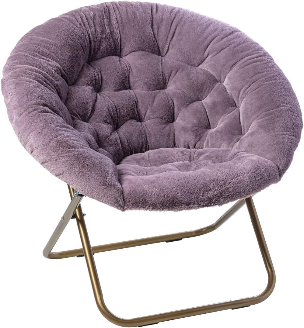 Milliard Cozy Chair/Faux Fur Saucer Chair for Bedroom/X-Large,25D x 38W x 34H in (Grey) - Grand Goldman