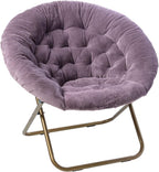 Milliard Cozy Chair/Faux Fur Saucer Chair for Bedroom/X-Large,25D x 38W x 34H in (Grey) - Grand Goldman