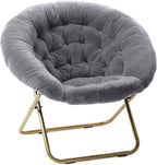 Milliard Cozy Chair/Faux Fur Saucer Chair for Bedroom/X-Large,25D x 38W x 34H in (Grey) - Grand Goldman
