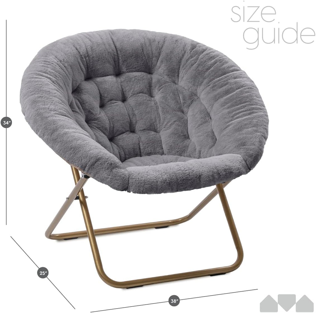 Milliard Cozy Chair/Faux Fur Saucer Chair for Bedroom/X-Large,25D x 38W x 34H in (Grey) - Grand Goldman