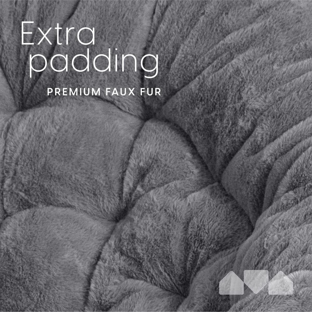 Milliard Cozy Chair/Faux Fur Saucer Chair for Bedroom/X-Large,25D x 38W x 34H in (Grey) - Grand Goldman