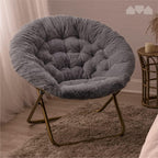 Milliard Cozy Chair/Faux Fur Saucer Chair for Bedroom/X-Large,25D x 38W x 34H in (Grey) - Grand Goldman