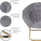 Milliard Cozy Chair/Faux Fur Saucer Chair for Bedroom/X-Large,25D x 38W x 34H in (Grey) - Grand Goldman