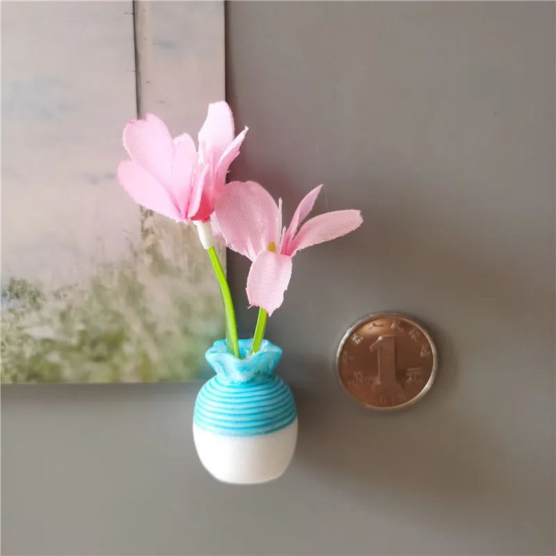 Mini Floral Vase Fridge Stickers 3d Flower Arrangement Vase Fridge Magnet DIY Handmade Korean Kitchen Plant Decorative Magnets - Grand Goldman