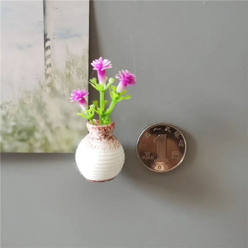 Mini Floral Vase Fridge Stickers 3d Flower Arrangement Vase Fridge Magnet DIY Handmade Korean Kitchen Plant Decorative Magnets - Grand Goldman