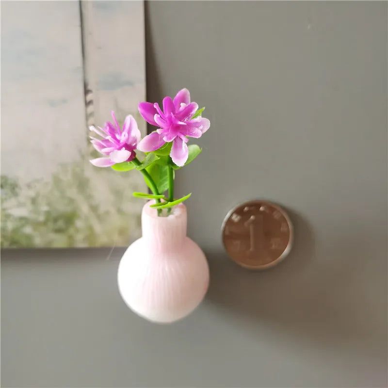 Mini Floral Vase Fridge Stickers 3d Flower Arrangement Vase Fridge Magnet DIY Handmade Korean Kitchen Plant Decorative Magnets - Grand Goldman
