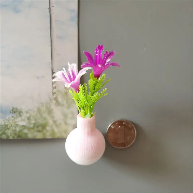 Mini Floral Vase Fridge Stickers 3d Flower Arrangement Vase Fridge Magnet DIY Handmade Korean Kitchen Plant Decorative Magnets - Grand Goldman