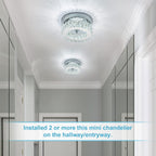 Mini Modern Crystal Chandeliers Flush Mount Ceiling Light Fixture LED Mini Chandeliers with Crystals Hallway Light Bedroom Chandelier for Bathroom Kitchen Office - Grand Goldman