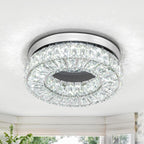 Mini Modern Crystal Chandeliers Flush Mount Ceiling Light Fixture LED Mini Chandeliers with Crystals Hallway Light Bedroom Chandelier for Bathroom Kitchen Office - Grand Goldman