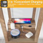 Mlambert Modern Shelf Floor Lamp with Wireless Charger & Fast Charging USB Ports & Type C Port & 2 Power Outlets,3 Tier Storage Lamp for Bedroom(Wood) - Grand Goldman