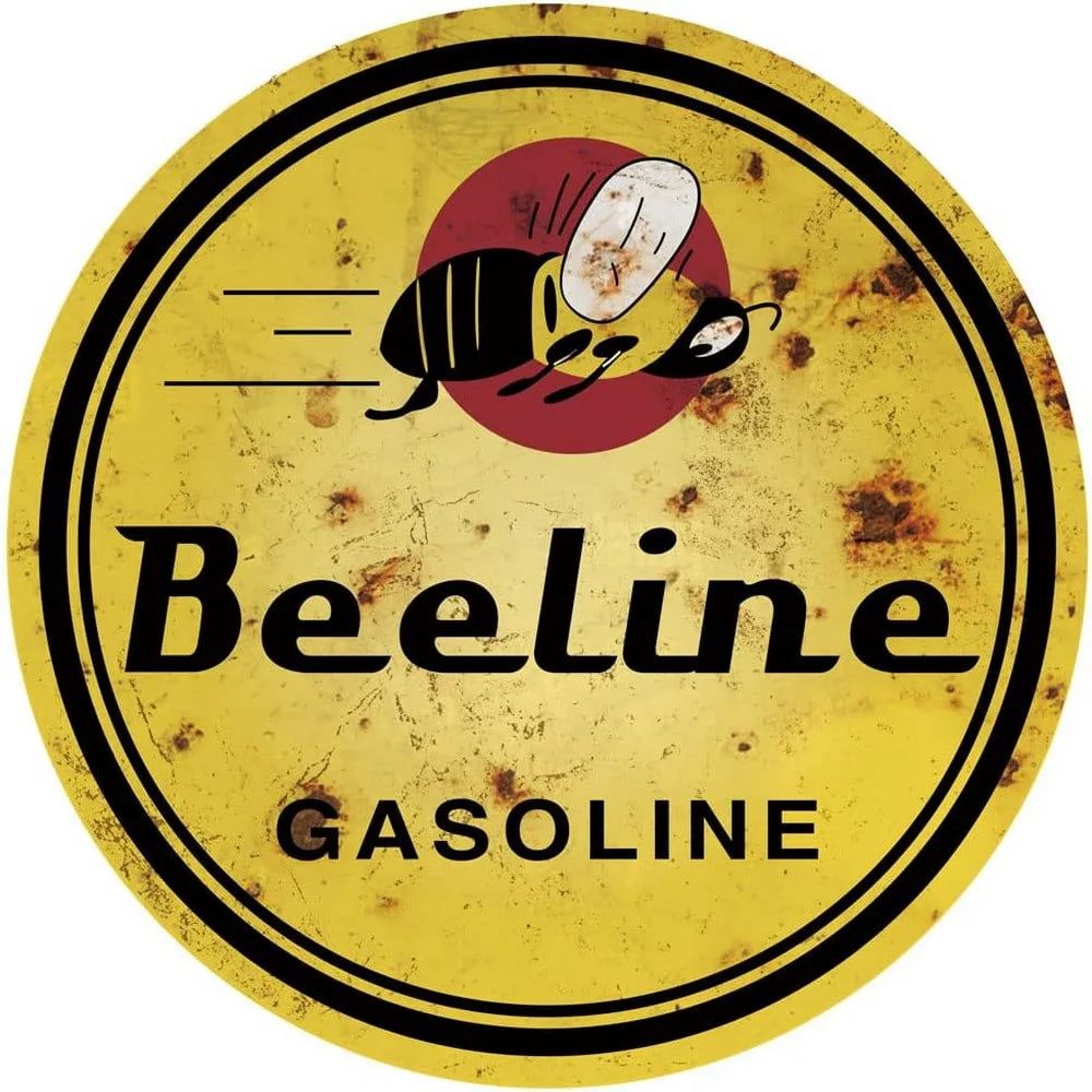 Mobile Esso Red Rose Beeline Motor Oil Gasonline Round Metal Tin Signs Garage Gas Oil Station Bar Cafe Man Cave Retro Wall Decor - Grand Goldman