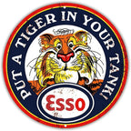 Mobile Esso Red Rose Beeline Motor Oil Gasonline Round Metal Tin Signs Garage Gas Oil Station Bar Cafe Man Cave Retro Wall Decor - Grand Goldman