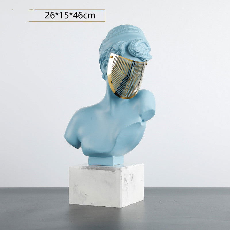 Modern Abstract Sculpture Masked Girl Hepburn Living Room - Grand Goldman