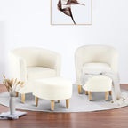 Modern Accent Chair, Upholstered Arm Chair Linen Fabric Single Sofa Chair with Ottoman Foot Rest Mustard Yellow Comfy Armchair for Living Room Bedroom Small Spaces Apartment Office - Grand Goldman