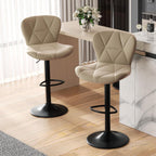 Modern Bar Stools Set of 2, Adjustable Faux Leather Upholstered Swivel Bar Stools, Counter Height Bar Chairs with Back for Kitchen Island, Black - Grand Goldman