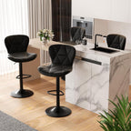Modern Bar Stools Set of 2, Adjustable Faux Leather Upholstered Swivel Bar Stools, Counter Height Bar Chairs with Back for Kitchen Island, Black - Grand Goldman