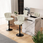 Modern Bar Stools Set of 2, Adjustable Faux Leather Upholstered Swivel Bar Stools, Counter Height Bar Chairs with Back for Kitchen Island, Black - Grand Goldman