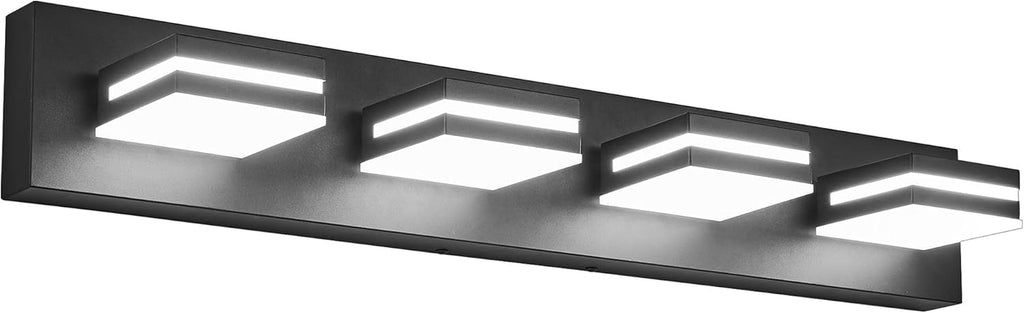 Modern Bathroom Light Fixtures, 3-Light LED Bathroom Vanity Light Over Mirror, 22-Inch Matte Black Wall Mount with Milky White Acrylic Shades, Rotatable Light Head, 3CCT Adjustable Color Temperature - Grand Goldman