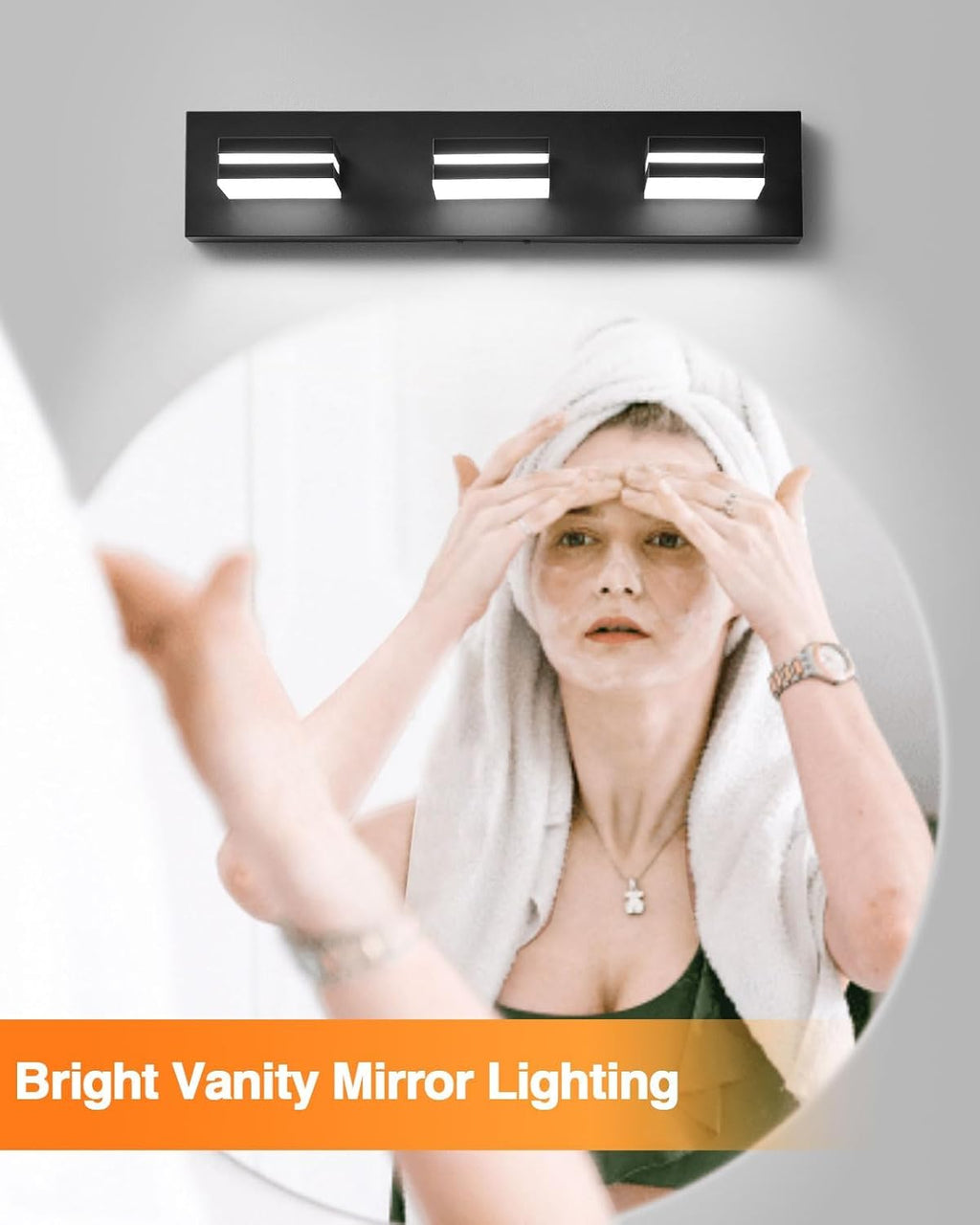 Modern Bathroom Light Fixtures, 3-Light LED Bathroom Vanity Light Over Mirror, 22-Inch Matte Black Wall Mount with Milky White Acrylic Shades, Rotatable Light Head, 3CCT Adjustable Color Temperature - Grand Goldman