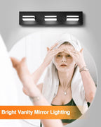 Modern Bathroom Light Fixtures, 3-Light LED Bathroom Vanity Light Over Mirror, 22-Inch Matte Black Wall Mount with Milky White Acrylic Shades, Rotatable Light Head, 3CCT Adjustable Color Temperature - Grand Goldman