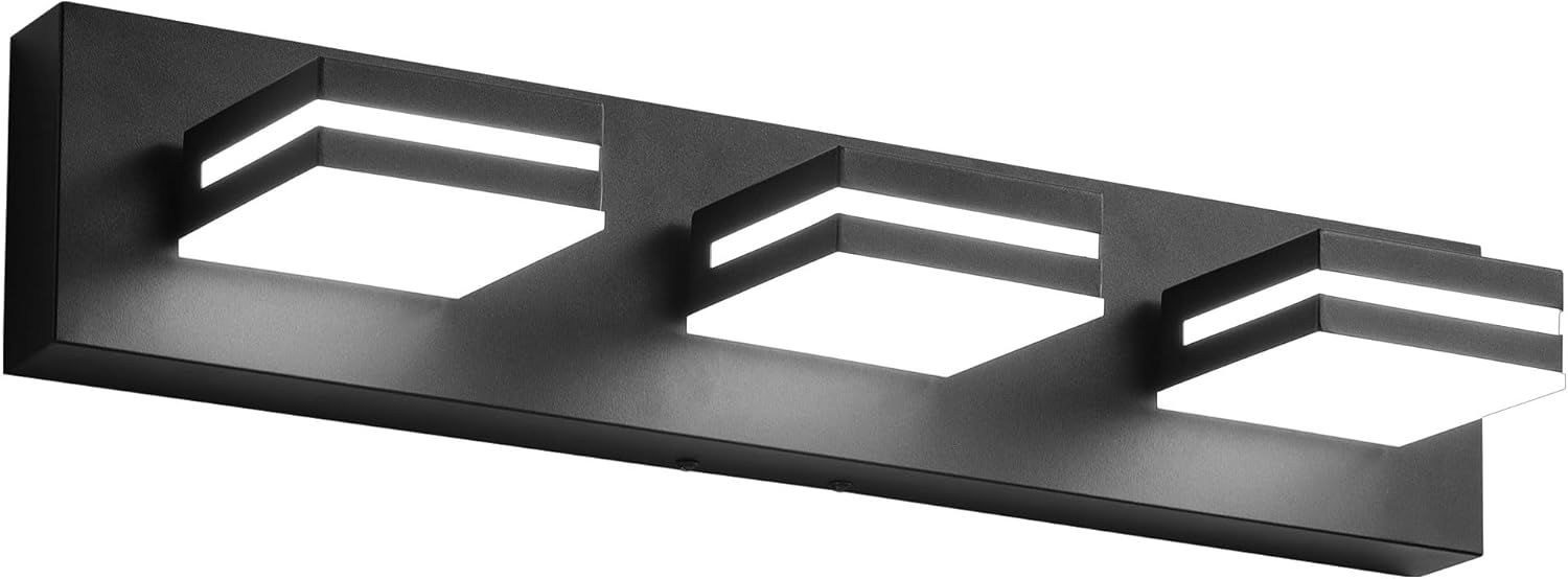 Modern Bathroom Light Fixtures, 3-Light LED Bathroom Vanity Light Over Mirror, 22-Inch Matte Black Wall Mount with Milky White Acrylic Shades, Rotatable Light Head, 3CCT Adjustable Color Temperature - Grand Goldman