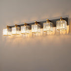 Modern Bathroom Vanity Light 4-Lights Modern Black Crystal Bathroom Wall Light Bathroom Vanity Light Fixtures - Grand Goldman