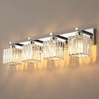 Modern Bathroom Vanity Light 4-Lights Modern Black Crystal Bathroom Wall Light Bathroom Vanity Light Fixtures - Grand Goldman