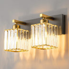 Modern Bathroom Vanity Light 4-Lights Modern Black Crystal Bathroom Wall Light Bathroom Vanity Light Fixtures - Grand Goldman