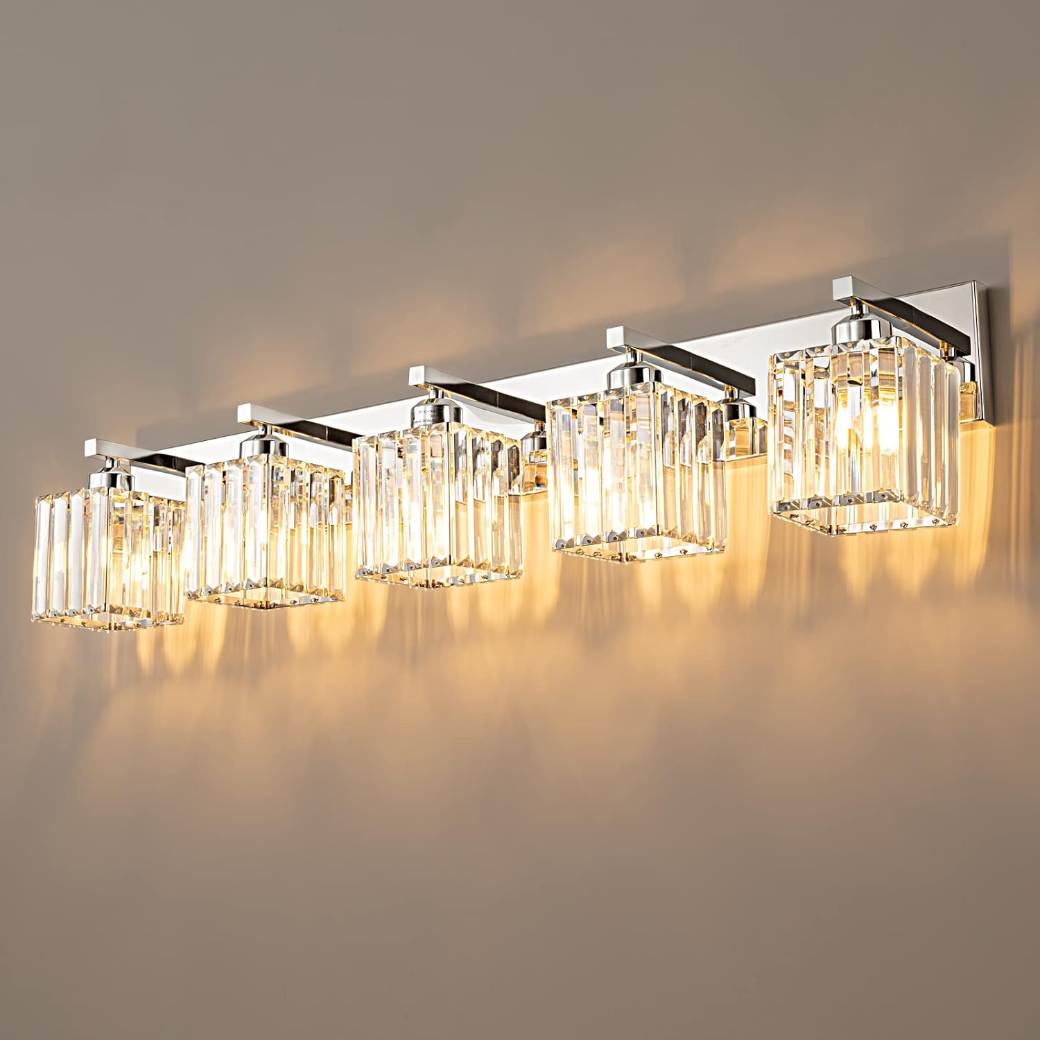 Modern Bathroom Vanity Light 4-Lights Modern Black Crystal Bathroom Wall Light Bathroom Vanity Light Fixtures - Grand Goldman