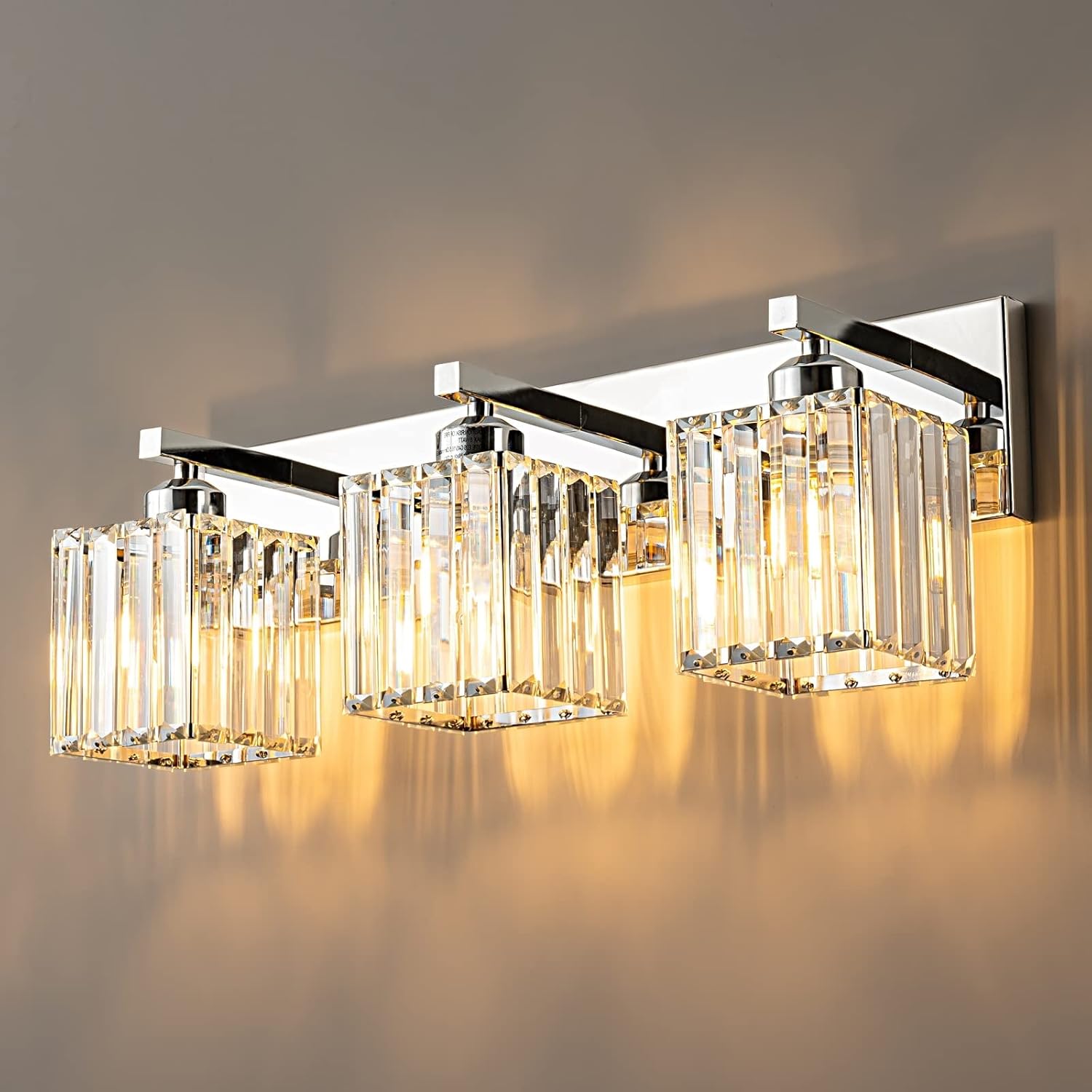 Modern Bathroom Vanity Light 4-Lights Modern Black Crystal Bathroom Wall Light Bathroom Vanity Light Fixtures - Grand Goldman