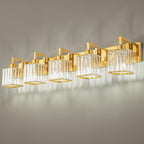 Modern Bathroom Vanity Light 4-Lights Modern Black Crystal Bathroom Wall Light Bathroom Vanity Light Fixtures - Grand Goldman