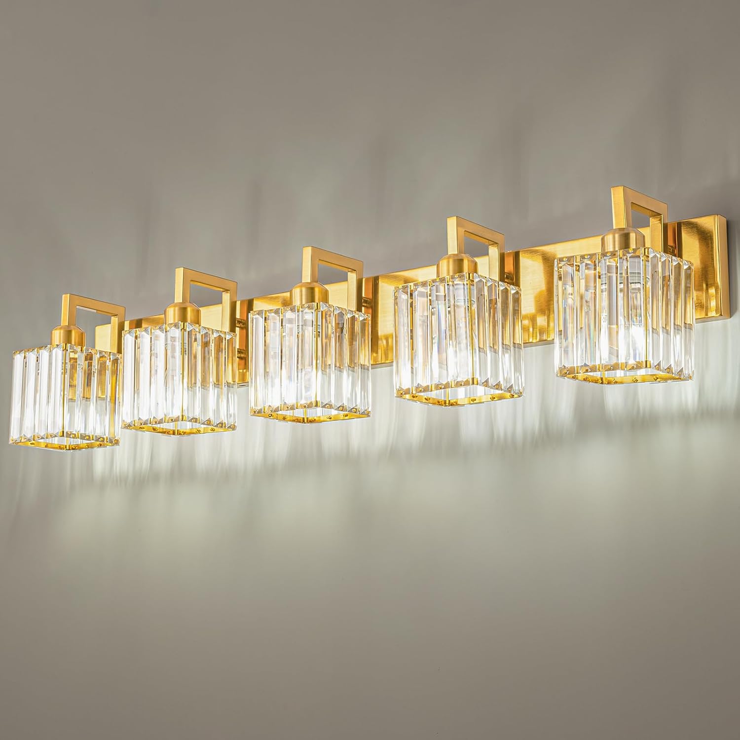 Modern Bathroom Vanity Light 4-Lights Modern Black Crystal Bathroom Wall Light Bathroom Vanity Light Fixtures - Grand Goldman