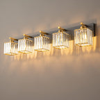 Modern Bathroom Vanity Light 4-Lights Modern Black Crystal Bathroom Wall Light Bathroom Vanity Light Fixtures - Grand Goldman