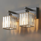 Modern Bathroom Vanity Light 4-Lights Modern Black Crystal Bathroom Wall Light Bathroom Vanity Light Fixtures - Grand Goldman