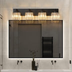 Modern Bathroom Vanity Light 4-Lights Modern Black Crystal Bathroom Wall Light Bathroom Vanity Light Fixtures - Grand Goldman