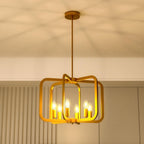 Modern Black Chandelier Light Fixture for Dining Room, Kitchen 6 Light Metal Chandeliers Over Table, Industrial Geometric Chandelier for Living Room, Dining Room Hallway Foyer Light Fixture - Grand Goldman