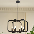 Modern Black Chandelier Light Fixture for Dining Room, Kitchen 6 Light Metal Chandeliers Over Table, Industrial Geometric Chandelier for Living Room, Dining Room Hallway Foyer Light Fixture - Grand Goldman