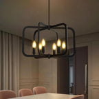 Modern Black Chandelier Light Fixture for Dining Room, Kitchen 6 Light Metal Chandeliers Over Table, Industrial Geometric Chandelier for Living Room, Dining Room Hallway Foyer Light Fixture - Grand Goldman