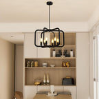 Modern Black Chandelier Light Fixture for Dining Room, Kitchen 6 Light Metal Chandeliers Over Table, Industrial Geometric Chandelier for Living Room, Dining Room Hallway Foyer Light Fixture - Grand Goldman