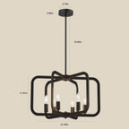 Modern Black Chandelier Light Fixture for Dining Room, Kitchen 6 Light Metal Chandeliers Over Table, Industrial Geometric Chandelier for Living Room, Dining Room Hallway Foyer Light Fixture - Grand Goldman